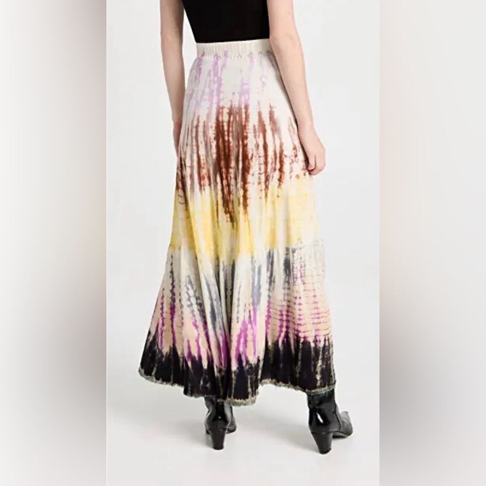 New! Raquel Allegra Frida Tie Dye Pink, Brown & Yellow Midi Skirt 💛 Small NWT!! - Picture 9 of 16